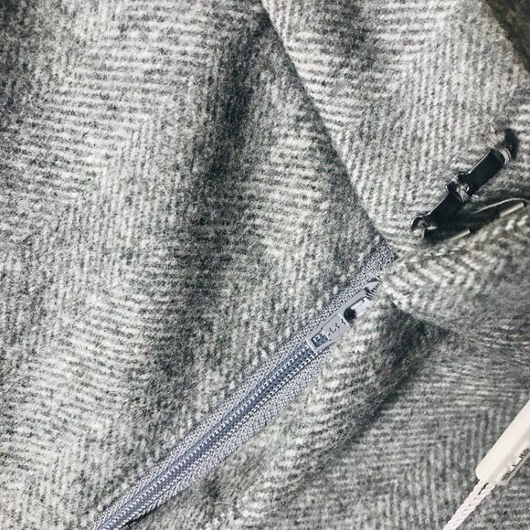 Blueluck Wool Micro Chevron Woven Knit High Rise Pants In Grey Size Small - Picture 4 of 7